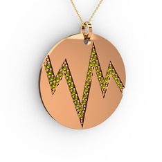 Peridot 925 ayar rose altın kaplama gümüş kolye (40 cm altın rolo zincir)