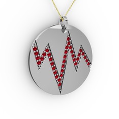 Groove Kolye - Garnet 14 ayar beyaz altın kolye (40 cm altın rolo zincir) #ybrp1k