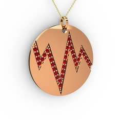 Groove Kolye - Garnet 18 ayar rose altın kolye (40 cm altın rolo zincir) #yn4tqp