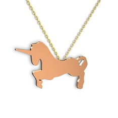 Unicorn Kolye - 18 ayar rose altın kolye (40 cm altın rolo zincir) #15koq1h