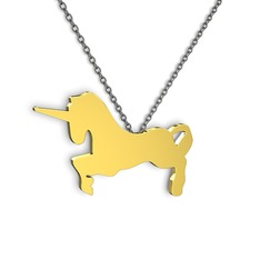Unicorn Kolye - 925 ayar altın kaplama gümüş kolye (40 cm gümüş rolo zincir) #1m7rgjw