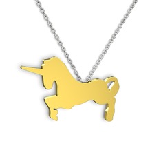 Unicorn Kolye - 8 ayar altın kolye (40 cm beyaz altın rolo zincir) #1ni79w8