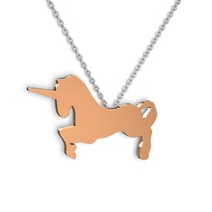Unicorn Kolye - 18 ayar rose altın kolye (40 cm beyaz altın rolo zincir) #1qxm62r