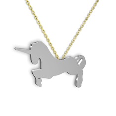 14 ayar beyaz altın kolye (40 cm gümüş rolo zincir)