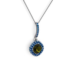 Sivana Kolye - Peridot ve lab safir 18 ayar beyaz altın kolye (40 cm gümüş rolo zincir) #105ztad