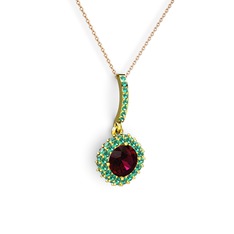 Sivana Kolye - Rodolit garnet ve yeşil kuvars 925 ayar altın kaplama gümüş kolye (40 cm gümüş rolo zincir) #10qru6c