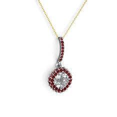 Sivana Kolye - Swarovski ve garnet 14 ayar beyaz altın kolye (40 cm gümüş rolo zincir) #13ws9xl