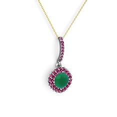 Sivana Kolye - Kök zümrüt ve rodolit garnet 925 ayar gümüş kolye (40 cm altın rolo zincir) #14rqbz2