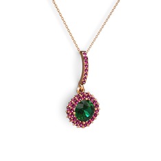Sivana Kolye - Yeşil kuvars ve rodolit garnet 18 ayar rose altın kolye (40 cm rose altın rolo zincir) #15mng6n