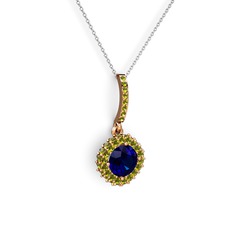 Sivana Kolye - Lab safir ve peridot 18 ayar rose altın kolye (40 cm beyaz altın rolo zincir) #17jz4pi