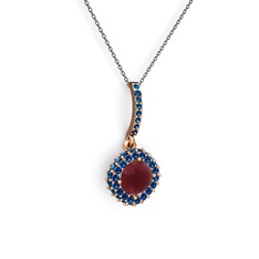 Sivana Kolye - Kök yakut ve lab safir 925 ayar rose altın kaplama gümüş kolye (40 cm gümüş rolo zincir) #185thks