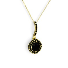 Sivana Kolye - Siyah zirkon 18 ayar altın kolye (40 cm altın rolo zincir) #18snpfw