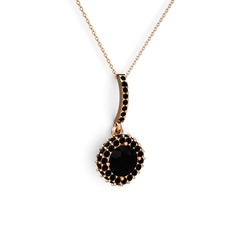 Sivana Kolye - Siyah zirkon 925 ayar rose altın kaplama gümüş kolye (40 cm gümüş rolo zincir) #197lag8