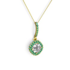Sivana Kolye - Swarovski ve yeşil kuvars 14 ayar altın kolye (40 cm gümüş rolo zincir) #1bqqle0