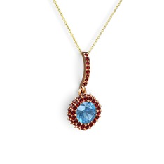 Sivana Kolye - Akuamarin ve garnet 925 ayar rose altın kaplama gümüş kolye (40 cm altın rolo zincir) #1butvk7