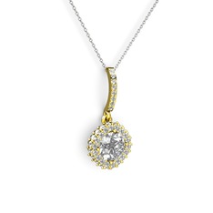 Sivana Kolye - Swarovski ve beyaz zirkon 18 ayar altın kolye (40 cm gümüş rolo zincir) #1f2br0k