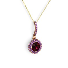 Sivana Kolye - Rodolit garnet ve ametist 925 ayar rose altın kaplama gümüş kolye (40 cm altın rolo zincir) #1hrrrk2