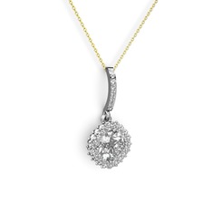 Sivana Kolye - Swarovski ve pırlanta 18 ayar beyaz altın kolye (0.76 karat, 40 cm altın rolo zincir) #1kk6123