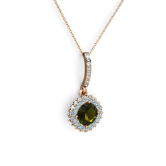 Sivana Kolye - Peridot ve akuamarin 14 ayar rose altın kolye (40 cm rose altın rolo zincir) #1lcy28i