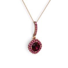 Sivana Kolye - Rodolit garnet 18 ayar rose altın kolye (40 cm rose altın rolo zincir) #1m0pefo