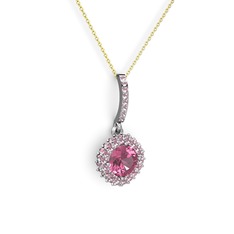 Sivana Kolye - Pembe kuvars 18 ayar beyaz altın kolye (40 cm altın rolo zincir) #1o8pe6c