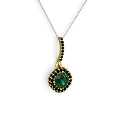 Sivana Kolye - Yeşil kuvars ve siyah zirkon 14 ayar altın kolye (40 cm gümüş rolo zincir) #1sd7dd8