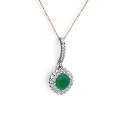 Sivana Kolye - Kök zümrüt ve swarovski 925 ayar gümüş kolye (40 cm gümüş rolo zincir) #1t3313d