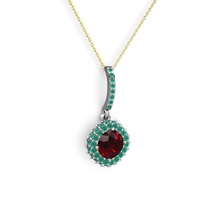 Sivana Kolye - Garnet ve kök zümrüt 925 ayar gümüş kolye (40 cm altın rolo zincir) #1t3uk2q