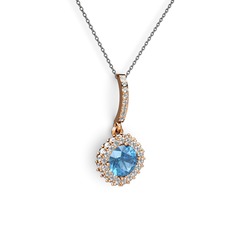 Sivana Kolye - Akuamarin ve swarovski 8 ayar rose altın kolye (40 cm gümüş rolo zincir) #1ve97kn