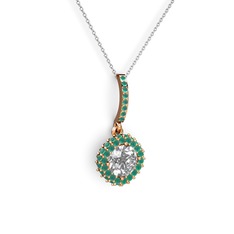 Sivana Kolye - Swarovski ve kök zümrüt 18 ayar rose altın kolye (40 cm beyaz altın rolo zincir) #1vq5l4w