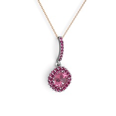 Sivana Kolye - Pembe kuvars ve rodolit garnet 925 ayar gümüş kolye (40 cm gümüş rolo zincir) #1vwlfmt
