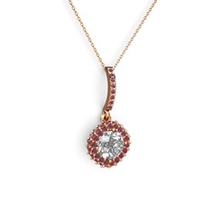 Sivana Kolye - Beyaz zirkon ve kök yakut 18 ayar rose altın kolye (40 cm rose altın rolo zincir) #1w76fed