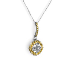 Sivana Kolye - Swarovski ve sitrin 14 ayar beyaz altın kolye (40 cm beyaz altın rolo zincir) #2726g5