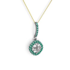 Sivana Kolye - Swarovski ve kök zümrüt 925 ayar gümüş kolye (40 cm altın rolo zincir) #539kpd