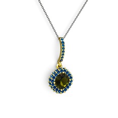 Sivana Kolye - Peridot ve lab safir 18 ayar altın kolye (40 cm gümüş rolo zincir) #77mlbe