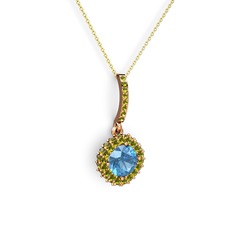 Sivana Kolye - Akuamarin ve peridot 18 ayar rose altın kolye (40 cm altın rolo zincir) #7woh7a