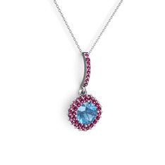 Sivana Kolye - Akuamarin ve rodolit garnet 8 ayar beyaz altın kolye (40 cm gümüş rolo zincir) #8l4wo6