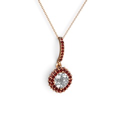 Sivana Kolye - Beyaz zirkon ve garnet 925 ayar rose altın kaplama gümüş kolye (40 cm gümüş rolo zincir) #8treb9