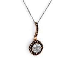 Sivana Kolye - Swarovski ve siyah zirkon 14 ayar rose altın kolye (40 cm gümüş rolo zincir) #9bqwe7