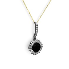 Sivana Kolye - Siyah zirkon ve pırlanta 925 ayar siyah rodyum kaplama gümüş kolye (0.76 karat, 40 cm altın rolo zincir) #bamodt