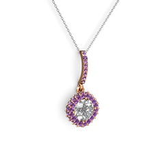 Sivana Kolye - Swarovski ve ametist 18 ayar rose altın kolye (40 cm beyaz altın rolo zincir) #cq1m68