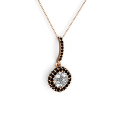 Sivana Kolye - Swarovski ve siyah zirkon 18 ayar rose altın kolye (40 cm rose altın rolo zincir) #dgd5s9