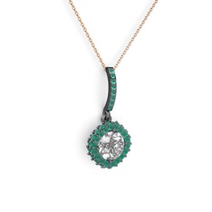 Sivana Kolye - Swarovski ve kök zümrüt 925 ayar siyah rodyum kaplama gümüş kolye (40 cm rose altın rolo zincir) #dli4v0