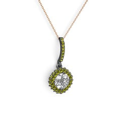 Sivana Kolye - Swarovski ve peridot 925 ayar siyah rodyum kaplama gümüş kolye (40 cm rose altın rolo zincir) #epqfdb