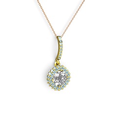 Sivana Kolye - Swarovski ve akuamarin 14 ayar altın kolye (40 cm gümüş rolo zincir) #f1ppnl