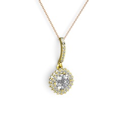 Sivana Kolye - Swarovski ve pırlanta 14 ayar altın kolye (0.76 karat, 40 cm rose altın rolo zincir) #g2lfpo