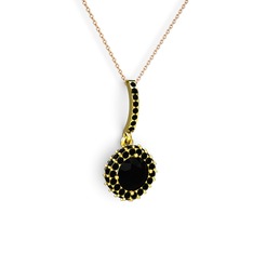 Sivana Kolye - Siyah zirkon 14 ayar altın kolye (40 cm gümüş rolo zincir) #g6jqrc