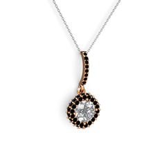 Sivana Kolye - Swarovski ve siyah zirkon 18 ayar rose altın kolye (40 cm gümüş rolo zincir) #gar2ai