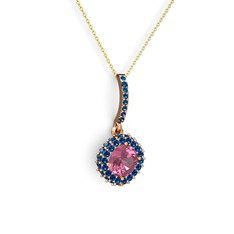 Sivana Kolye - Pembe kuvars ve lab safir 14 ayar rose altın kolye (40 cm altın rolo zincir) #h34n47