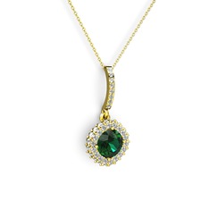 Sivana Kolye - Yeşil kuvars ve swarovski 18 ayar altın kolye (40 cm altın rolo zincir) #he8l5h